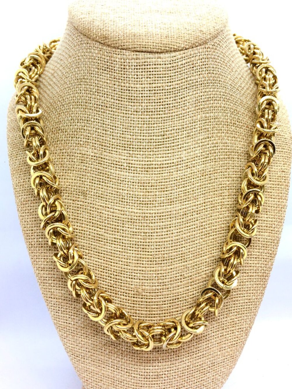 VINTAGE ANNE KLEIN Necklace Gold Tone Byzantine Chunky Chain Toggle Statement